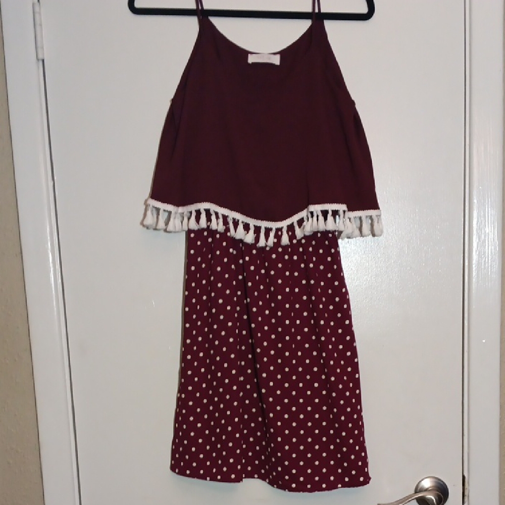Peach Love California Burgundy Tassel Jumpsuit